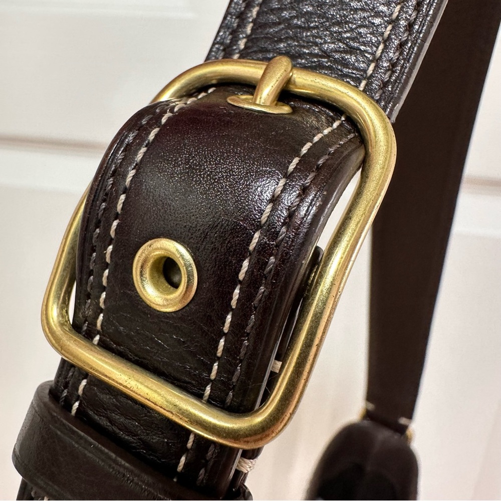 SOLD Coach Hamptons Signature Jacquard Hobo Brown Leather Brass Clasp - Picture 8 of 15